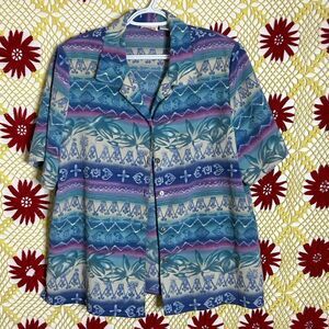 Vintage 90s Alia abstract blouse XL